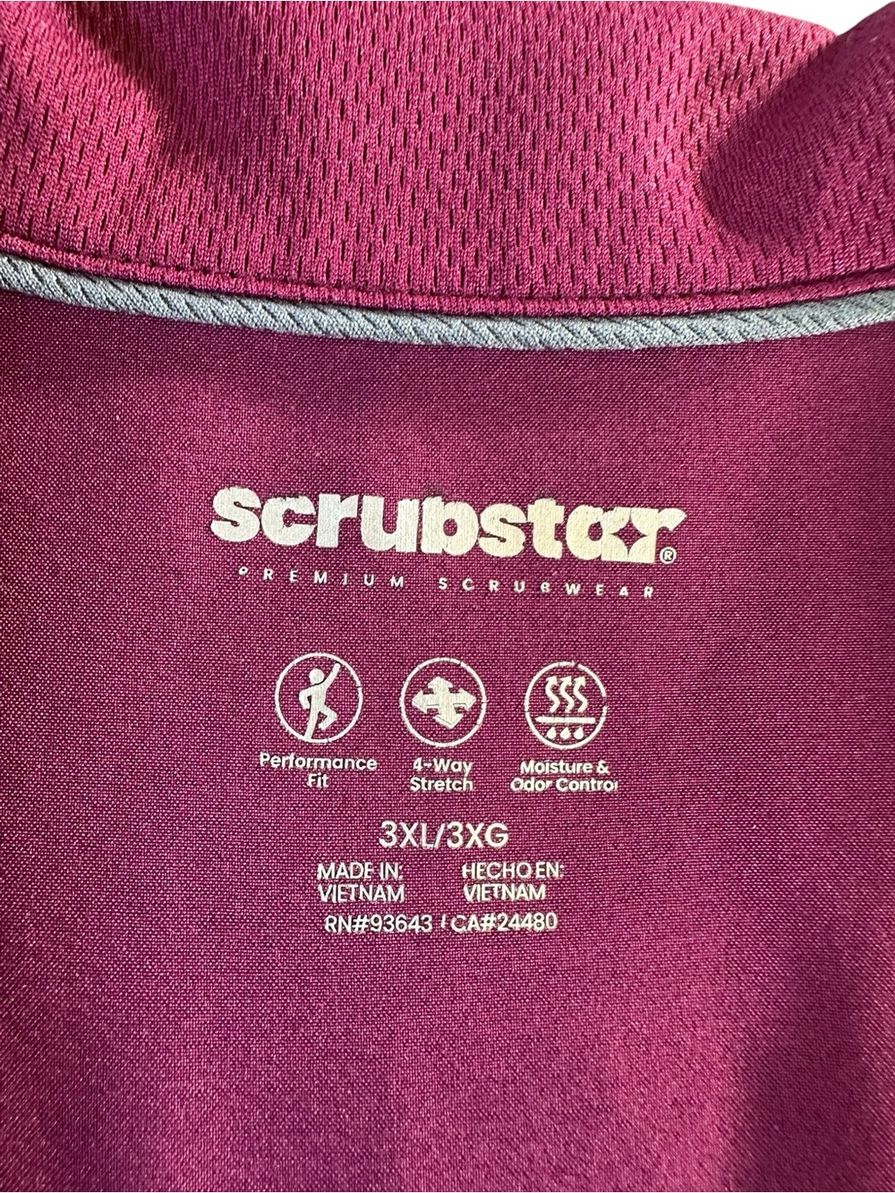 Scrubstar Women’s Collar V-Neck Wine Scrub Top 3XL - Picture 3 of 14